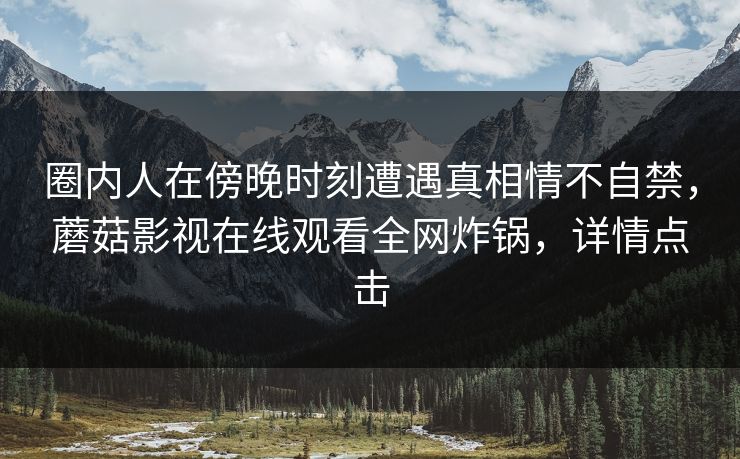 圈内人在傍晚时刻遭遇真相情不自禁，蘑菇影视在线观看全网炸锅，详情点击
