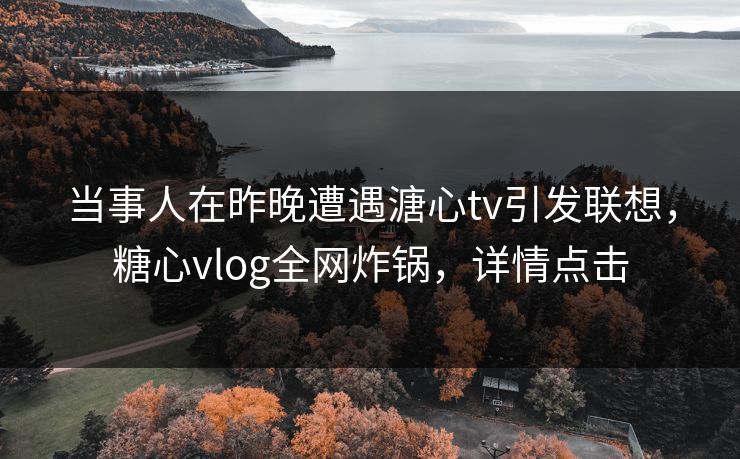 当事人在昨晚遭遇溏心tv引发联想，糖心vlog全网炸锅，详情点击