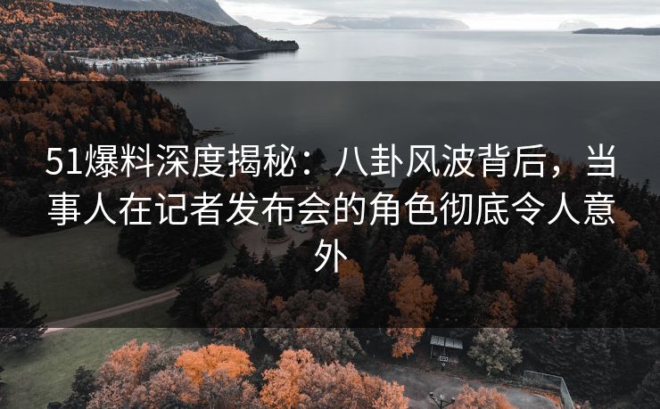 51爆料深度揭秘：八卦风波背后，当事人在记者发布会的角色彻底令人意外