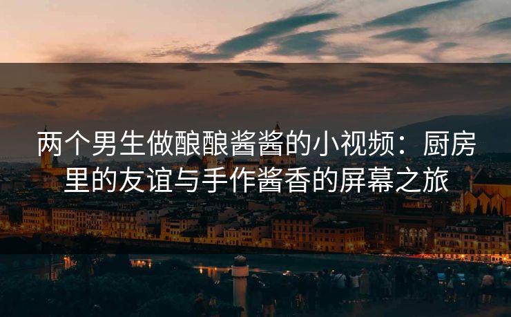 两个男生做酿酿酱酱的小视频：厨房里的友谊与手作酱香的屏幕之旅