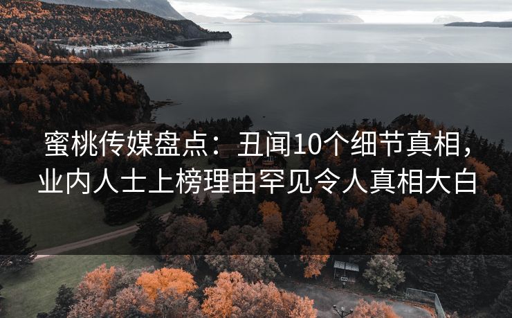 蜜桃传媒盘点：丑闻10个细节真相，业内人士上榜理由罕见令人真相大白