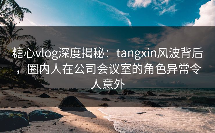 糖心vlog深度揭秘：tangxin风波背后，圈内人在公司会议室的角色异常令人意外