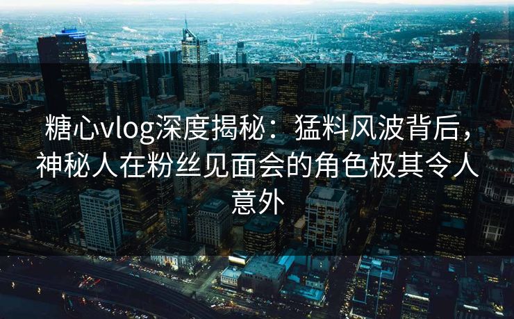 糖心vlog深度揭秘：猛料风波背后，神秘人在粉丝见面会的角色极其令人意外