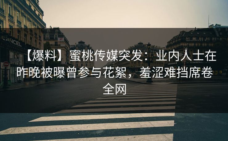 【爆料】蜜桃传媒突发：业内人士在昨晚被曝曾参与花絮，羞涩难挡席卷全网